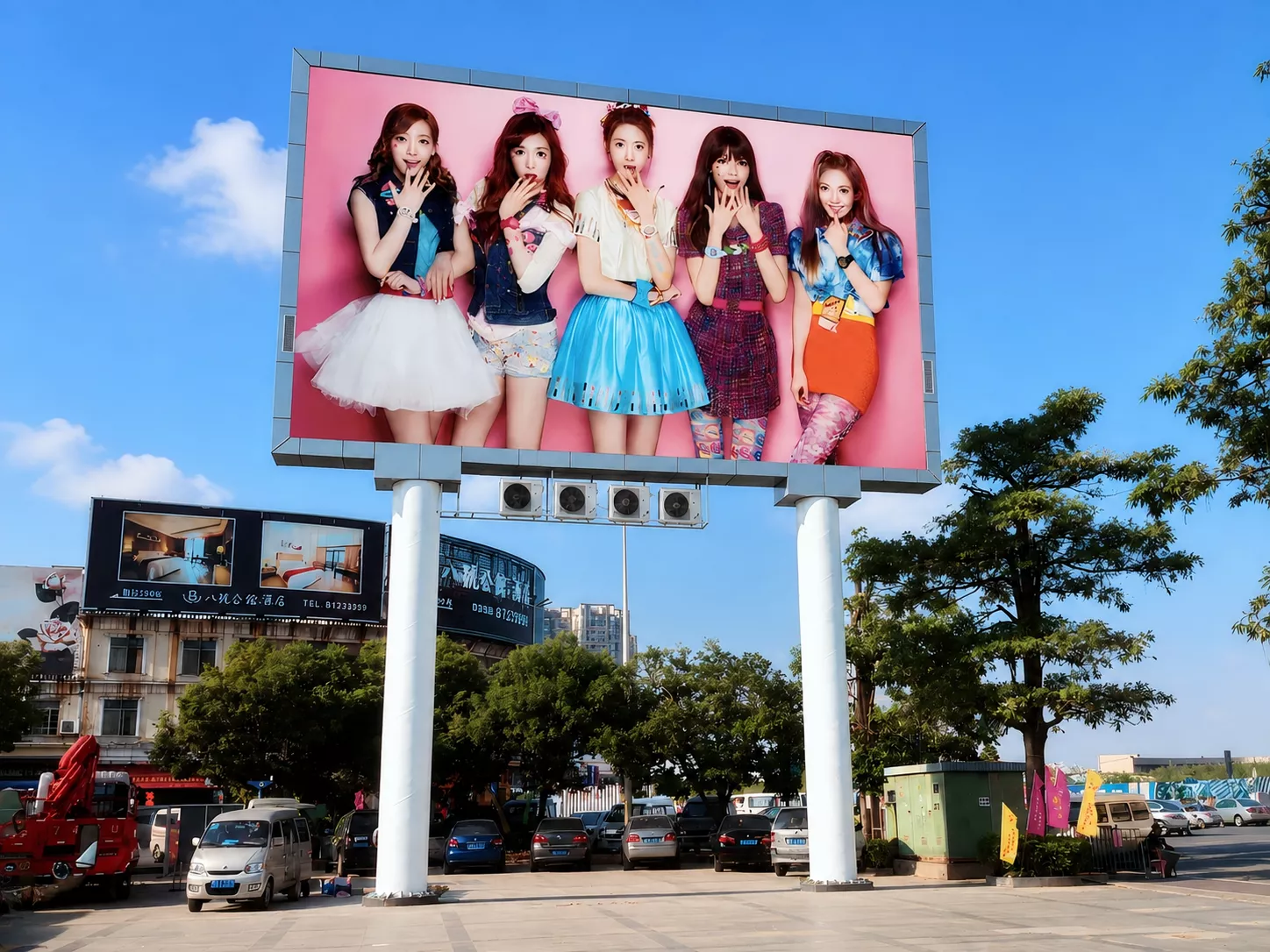 Dongguan commercial plaza P10 double-column outdoor LED billboard