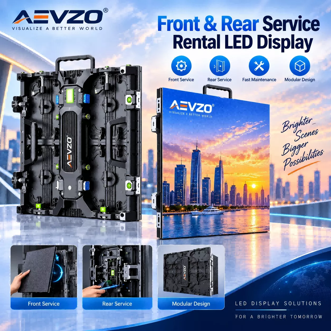 500×500 / 500×1000 Front & Rear Service Rental LED Display